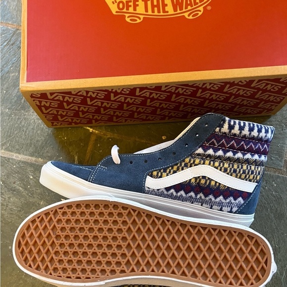 VANS Sk8 Hi Top Fair Isle Blue Denim Shoes  VN0A7Q5NBER